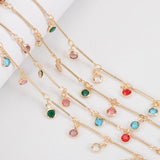 1m 5mm Crystal Beads Chains Round Rhinestone Glass Charms Copper Chain DIY