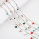 1m 5mm Crystal Beads Chains Round Rhinestone Glass Charms Copper Chain DIY