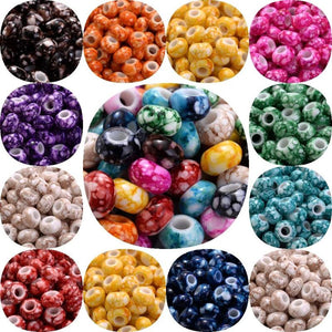 Colorful Big Hole Beads DIY Bracelet Necklace Making HandCrafts Girls Hair Beads