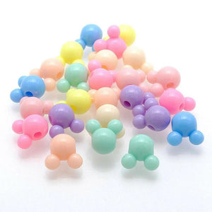 Mixed Pastel Acrylic Mouse Face Beads 8mm 10mm 12mm Jewelry DIY