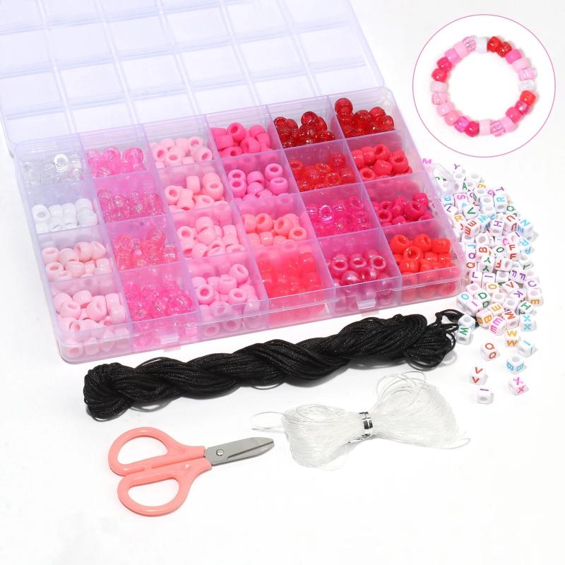 480pcs Boxed Pony Beads Kits Big Hole Letters Acrylic Spacer Beads
