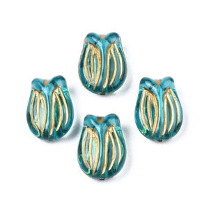 50PCS Acrylic Flower Beads Metal Enlaced Bead for Jewelry Making DIY
