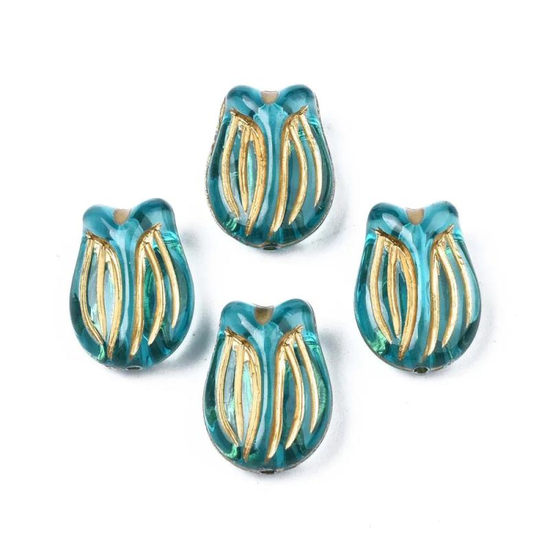 50PCS Acrylic Flower Beads Metal Enlaced Bead for Jewelry Making DIY