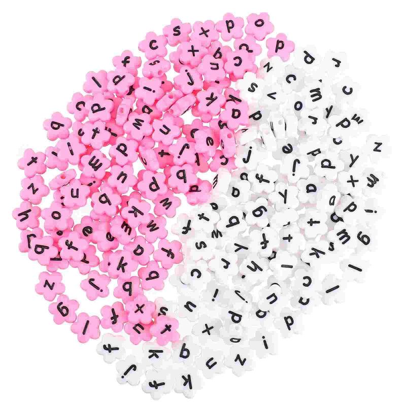200 Pcs DIY Beads Letter Flower Acrylic Choker Necklace Pendant
