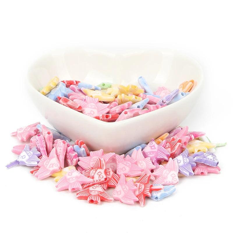 100Pcs Mixed Fish Acrylic Beads 16x10mm Jewelry Making Spacer Beads
