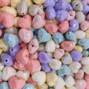 10Pcs Cream AB Acrylic Heart Shape Beads 19MM Straight Hole Jewelry Making DIY