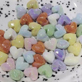 10Pcs Cream AB Acrylic Heart Shape Beads 19MM Straight Hole Jewelry Making DIY