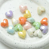 10Pcs Cream AB Acrylic Heart Shape Beads 19MM Straight Hole Jewelry Making DIY