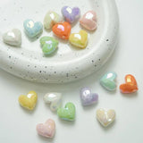10Pcs Cream AB Acrylic Heart Shape Beads 19MM Straight Hole Jewelry Making DIY