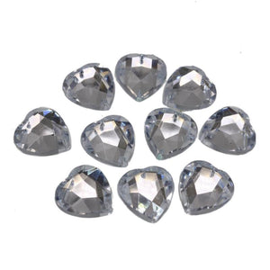 100 Clear Acrylic Heart Rhinestone Button 16mm Sew on beads