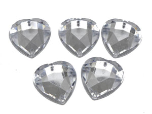 100 Clear Acrylic Heart Rhinestone Button 16mm Sew on beads