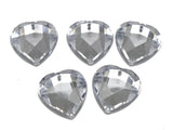 100 Clear Acrylic Heart Rhinestone Button 16mm Sew on beads