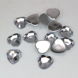 100 Clear Acrylic Heart Rhinestone Button 16mm Sew on beads