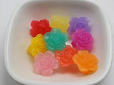 50 Mixed Jelly Acrylic Flower Button Beads 19mm Double Hole