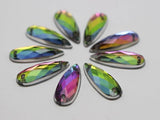 100 Rainbow Teardrop Acrylic Rhinestone Beads 8X22mm