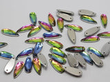 100 Rainbow Teardrop Acrylic Rhinestone Beads 8X22mm