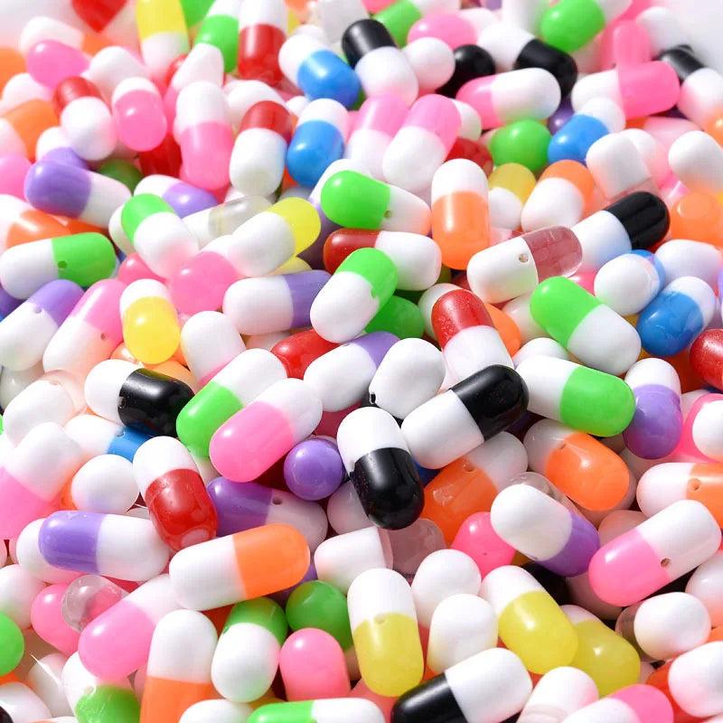 100pcs 6x12mm Mixed Pill Beads for DIY Phone Pa