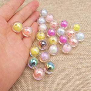 30PCS 16mm Acrylic Double Round Beads Random Spacer Loose Beads
