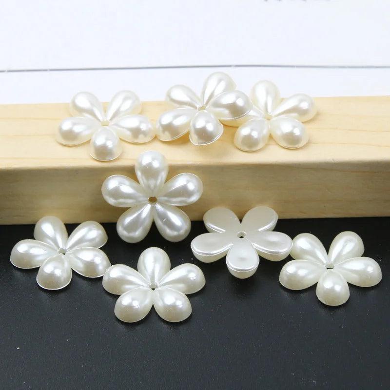 50pcs 20MM Acrylic Spacer Beads Pearls Flowers Shape for DIY Jewelry Making