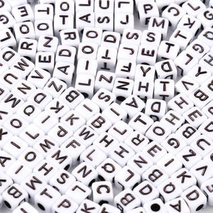 200pcs 5mm Acrylic Spacer Beads Letter Square Alphabet Jewelry Making DIY