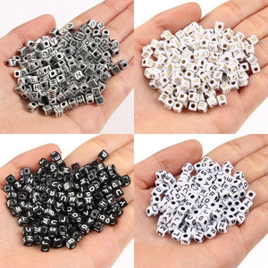 200pcs 5mm Acrylic Spacer Beads Letter Square Alphabet Jewelry Making DIY