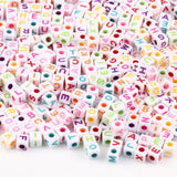 200pcs 5mm Acrylic Spacer Beads Letter Square Alphabet Jewelry Making DIY