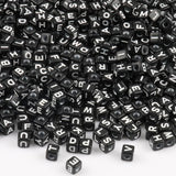 200pcs 5mm Acrylic Spacer Beads Letter Square Alphabet Jewelry Making DIY