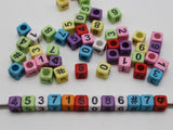 250 Assorted # Cube Beads 6X6mm