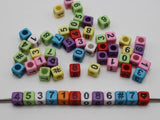 250 Assorted # Cube Beads 6X6mm