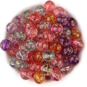 100pcs/Lot 9.8mm Pentagram Print Acrylic Beads for Jewelry Making