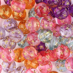 100pcs/Lot 9.8mm Pentagram Print Acrylic Beads for Jewelry Making