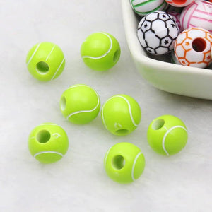 20pcs Green Tennis Acrylic Spacer Beads DIY Jewelry Making 12mm