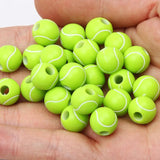 20pcs Green Tennis Acrylic Spacer Beads DIY Jewelry Making 12mm