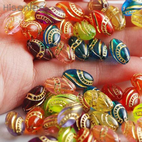 Acrylic Mixed Ellipse Golden Decorative Bead 100pcs/bag DIY