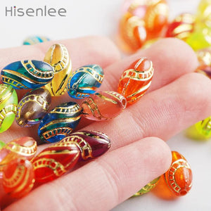 Acrylic Mixed Ellipse Golden Decorative Bead 100pcs/bag DIY