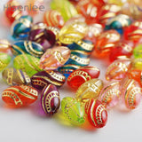 Acrylic Mixed Ellipse Golden Decorative Bead 100pcs/bag DIY