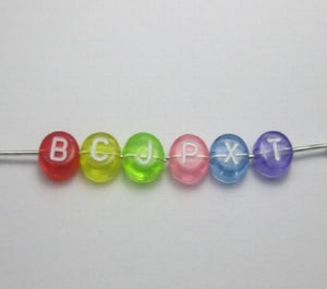 200pcs 4x7mm Acrylic Mixed Alphabet Letter Coin Spacer Beads Transparent DIY