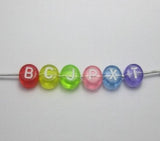 200pcs 4x7mm Acrylic Mixed Alphabet Letter Coin Spacer Beads Transparent DIY