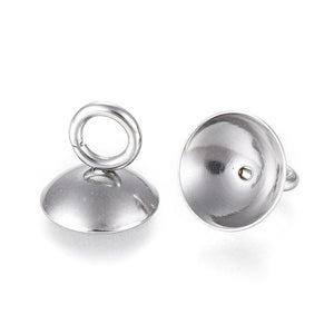 100Pcs Stainless Steel Bead Cap Pendant Bails for Jewelry Making 7x8mm