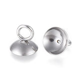 100Pcs Stainless Steel Bead Cap Pendant Bails for Jewelry Making 7x8mm