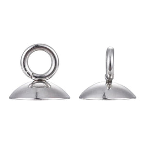 100Pcs Stainless Steel Bead Cap Pendant Bails for Jewelry Making 7x8mm