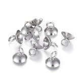 100Pcs Stainless Steel Bead Cap Pendant Bails for Jewelry Making 7x8mm