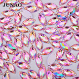 100pc Pink AB Sewing Rhinestones 7*15mm Flat Back Horse Eye Strass Crystal