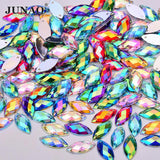100pc Pink AB Sewing Rhinestones 7*15mm Flat Back Horse Eye Strass Crystal