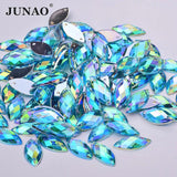 100pc Pink AB Sewing Rhinestones 7*15mm Flat Back Horse Eye Strass Crystal