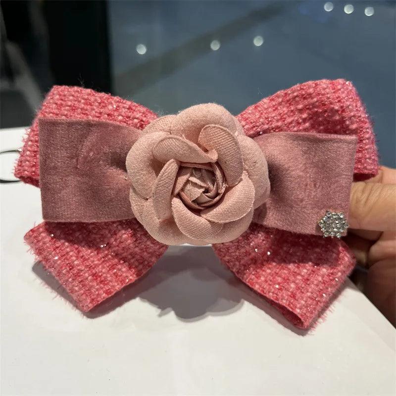 Fabric Bow Brooches for Women Camellia Flower Shirt Cravat Collar Pins