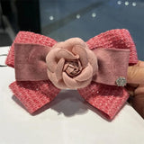 Fabric Bow Brooches for Women Camellia Flower Shirt Cravat Collar Pins