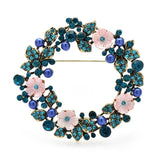 Round Flowers Brooches 2-Color Shining Wreath Flower Plants Pin