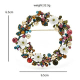Round Flowers Brooches 2-Color Shining Wreath Flower Plants Pin