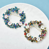 Round Flowers Brooches 2-Color Shining Wreath Flower Plants Pin
